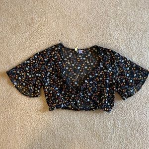 Flowy black floral top